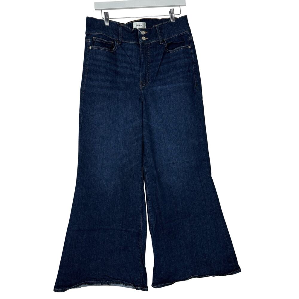 Frame Le Palazzo Crop Jeans Women Size 31 Stretch High Rise Fawcett Wide Leg